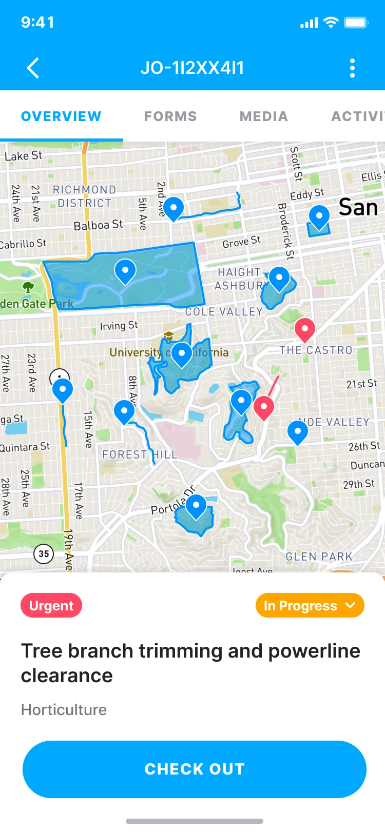 Gruntify job overview on a phone