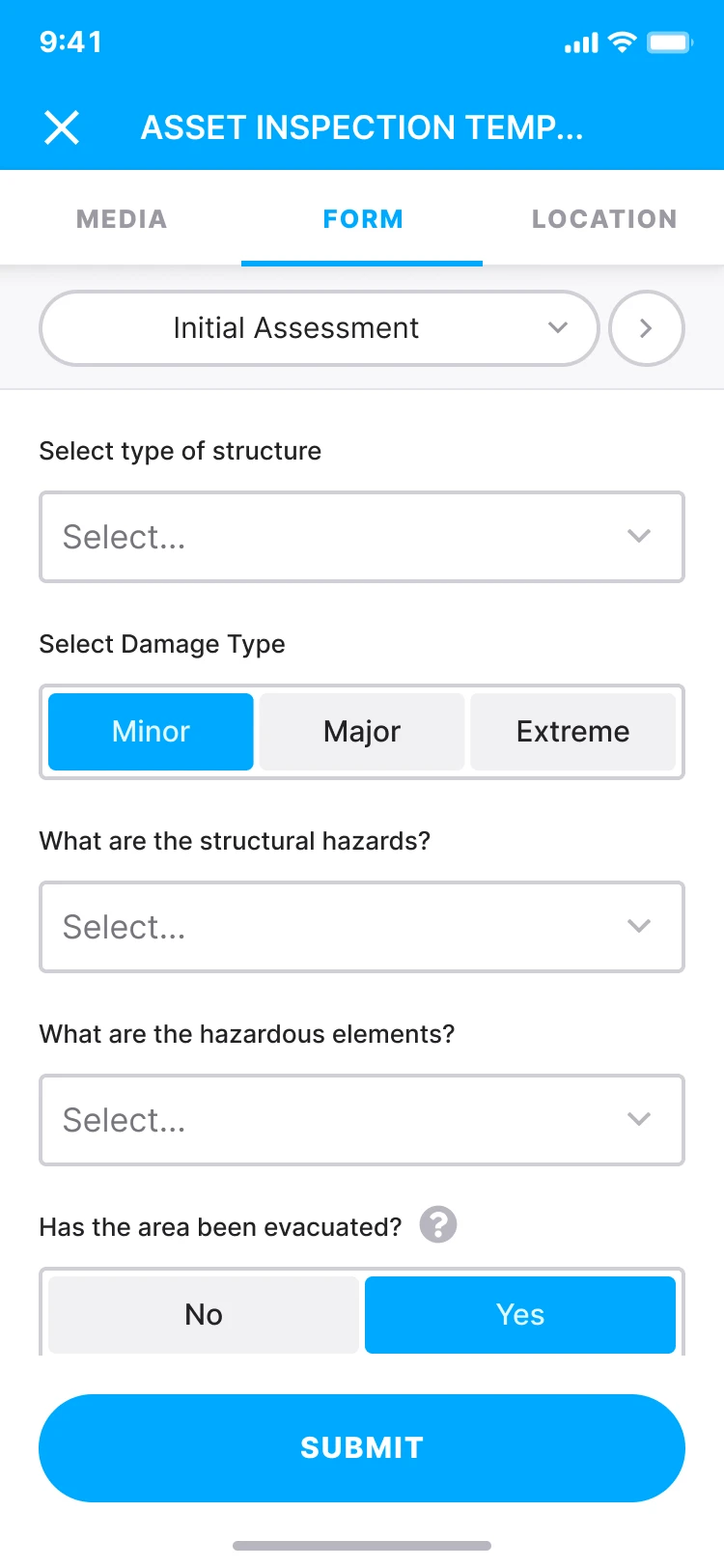 Location data request form on a phone