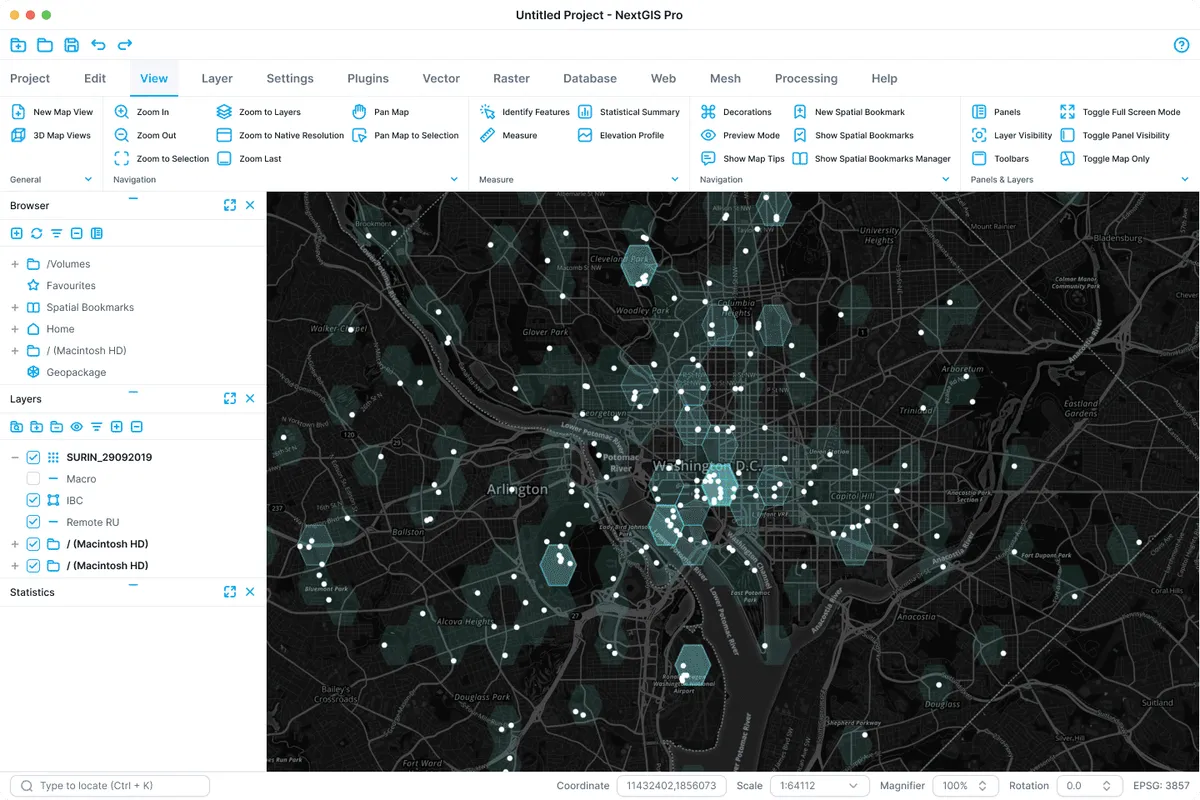 GIS software running on a desktop