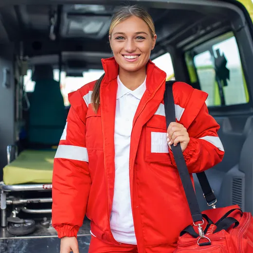A paramedic ready to respond to an emergency