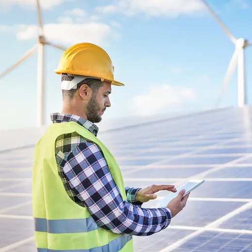 A solar power array being monitored